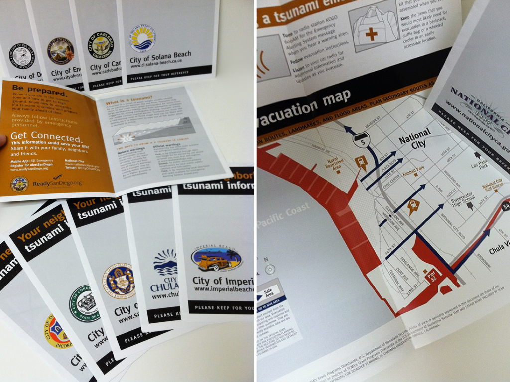 TsunamiClear's Visual standards for public-facing evacuation brochures mailed to all residents living in the inundation zone in San Diego County.