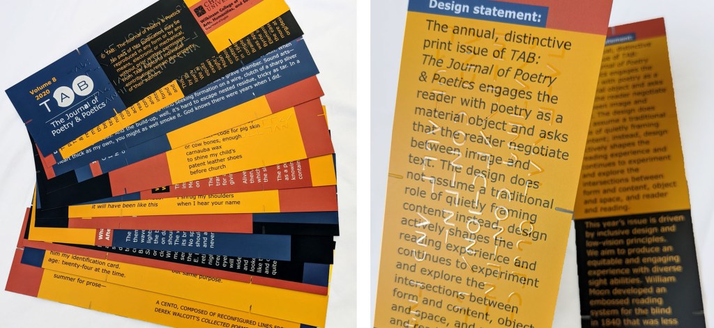 Panels laying flat capturing the gloss raised ink that depicts the Moon Writing System.