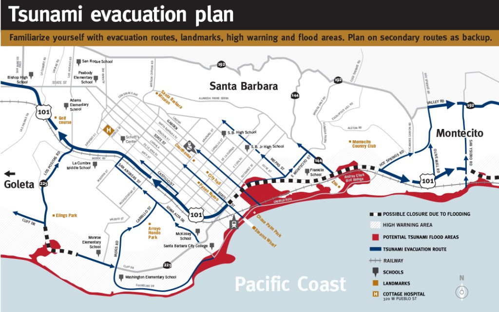 TsunamiClear's Visual standards for public-facing evacuation map for the City of Santa Barbara.
