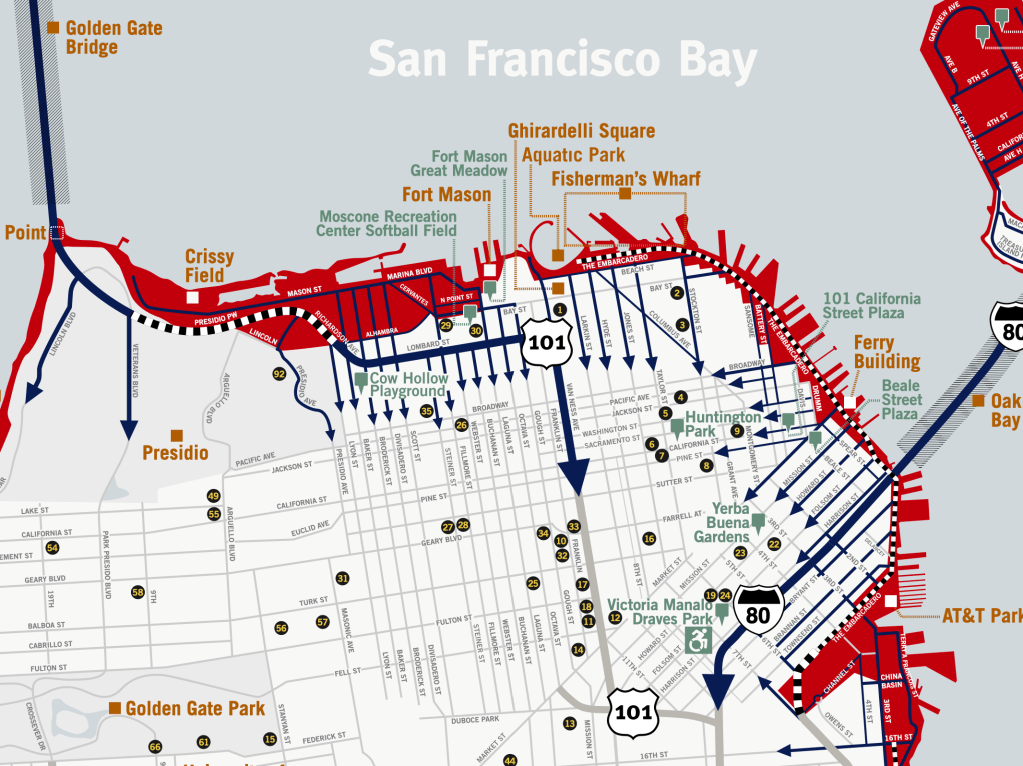 Close-up of TsunamiClear detail for San Francisco.