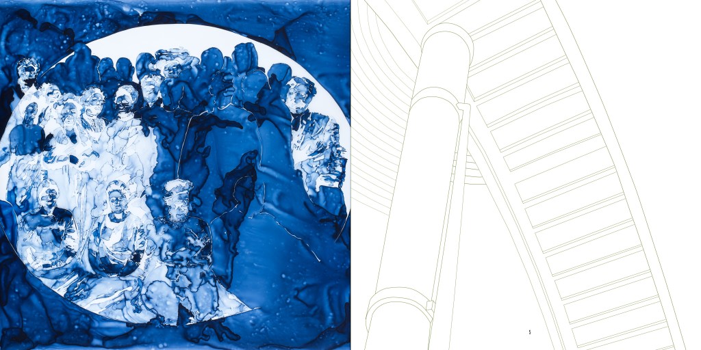 Example of line drawing collage included in the book