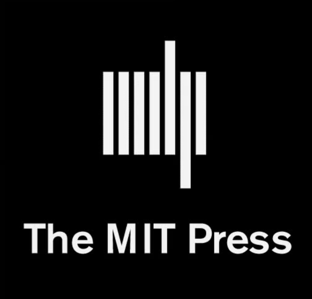 White repetitive bars composed like a barcode graphic on a back square "The MIT Press" in white san serif font